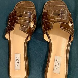 Steven by Steve Madden Croc Embossed Slide Sandals Size 6.5